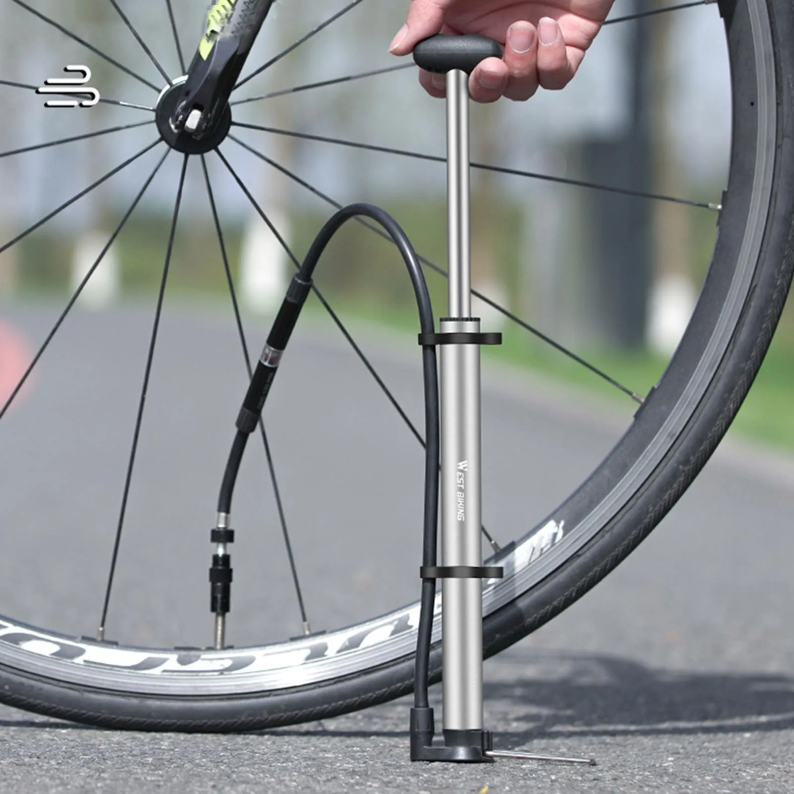 

Портативный велосипедный насос высокого давления, 140 фунт/кв. Дюйм, насос для велосипедных шин со встроенным манометром, велосипедный насос ...
