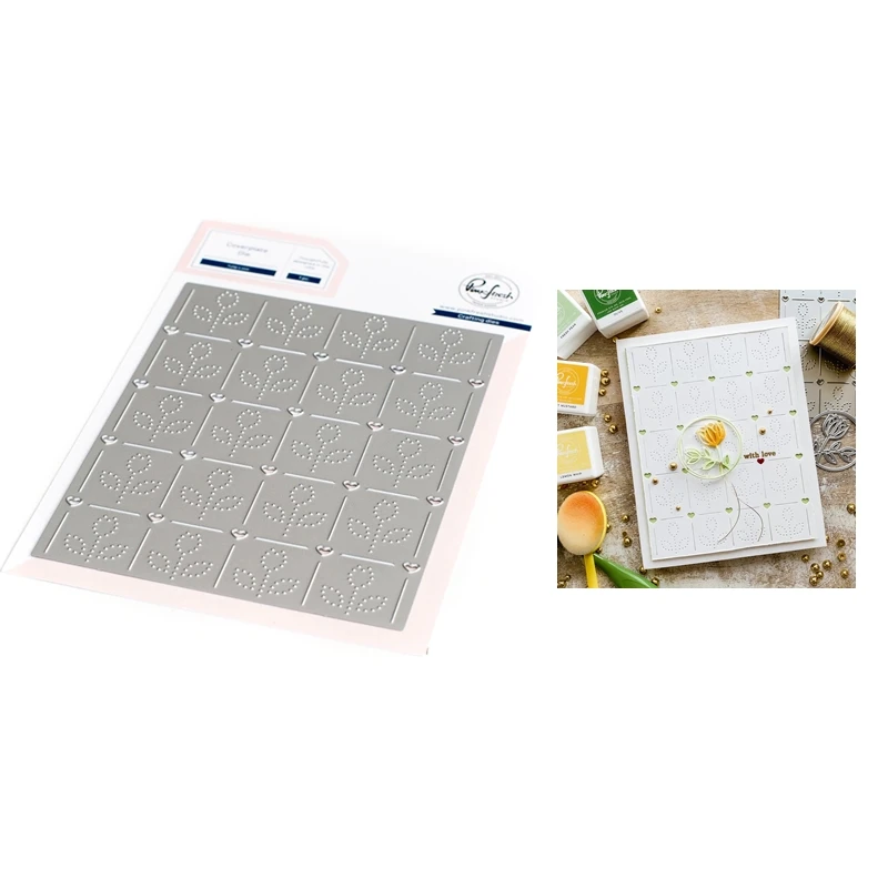 

New Metal Cutting Dies 2022 for Scrapbooking No Clear Stamps Paper Making Tulip Love Background Embossing Frames Card