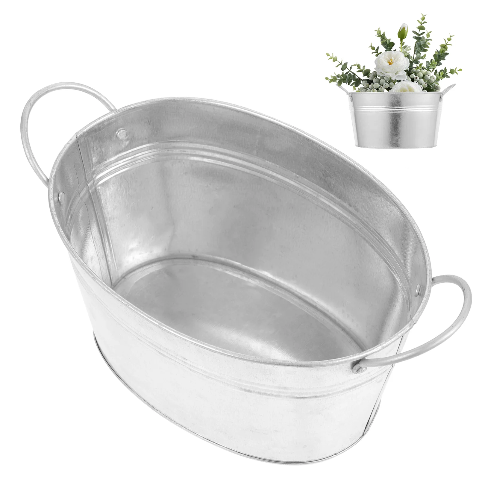 

Flower Bucket Planter Pot Galvanized Holder Metal Farmhouse Retro Box Vase Balcony Iron Storage Planters Tin Buckets Tub Desktop
