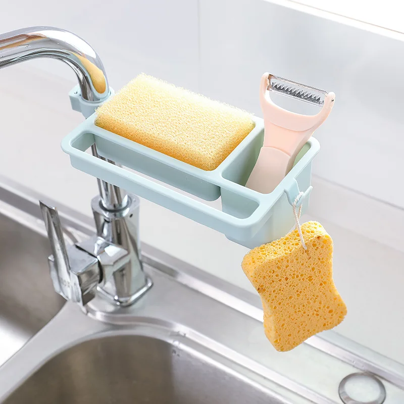

Multifunction Sink Hanging Shelf Soap Sponge Drain Rack Bathroom Holder Faucet Storage Rack with Drain Holes Kitchen Shelves