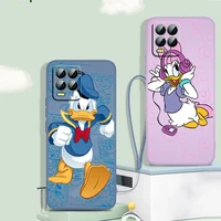 cute donald duck disney phone case for oppo reno7 se 6 5 4 2 z lite pro plus 5g 4g liquid rope silicone soft tpu cover