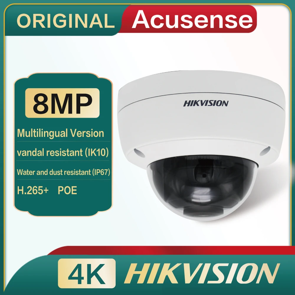 

Hikvision 4K IP Camera DS-2CD2186G2-I AcuSense 8MP POE IR IP67 Network Surveillance Fixed Doom Powered Darklight 120dB True WDR