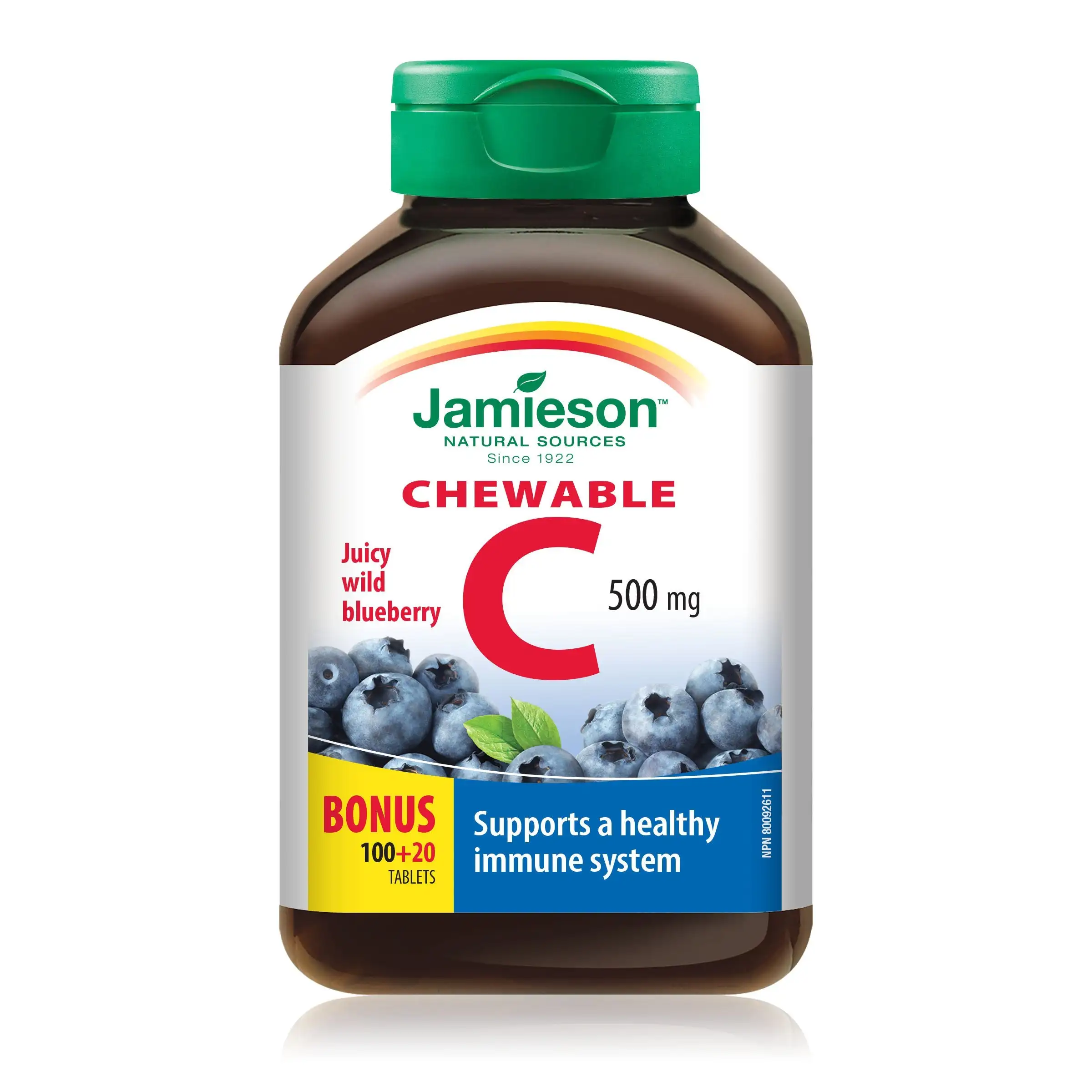 

Free shipping Jamieson Canada Vitamin C Chewable 500mg Anti-wrinkle anti aging support a healthy immune system 120 Tablets