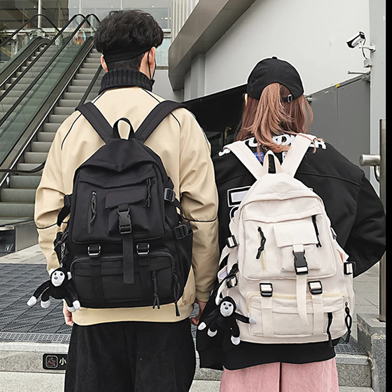 

Unisex Backpack Black Academy Style Women's And Men's Nylon Backpack Large Capacity Multi Pocket Design Youth Fashion Backpack