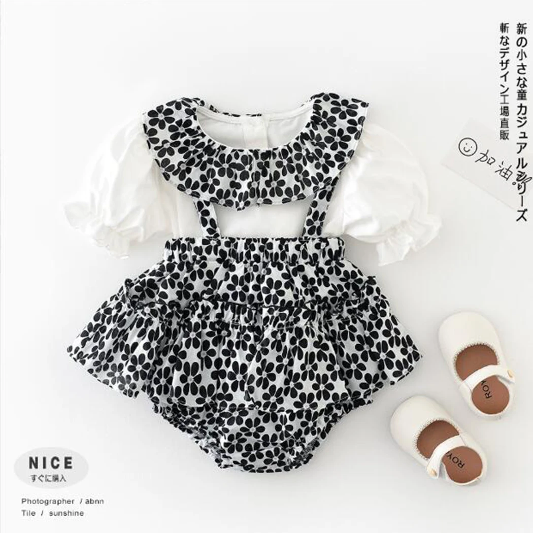 

2Pcs Adorable Baby Girl Clothes Set Summer Cotton Girls Floral Blouse Shirt Romper Dress Spring Newborn Baby Clothes Outfits