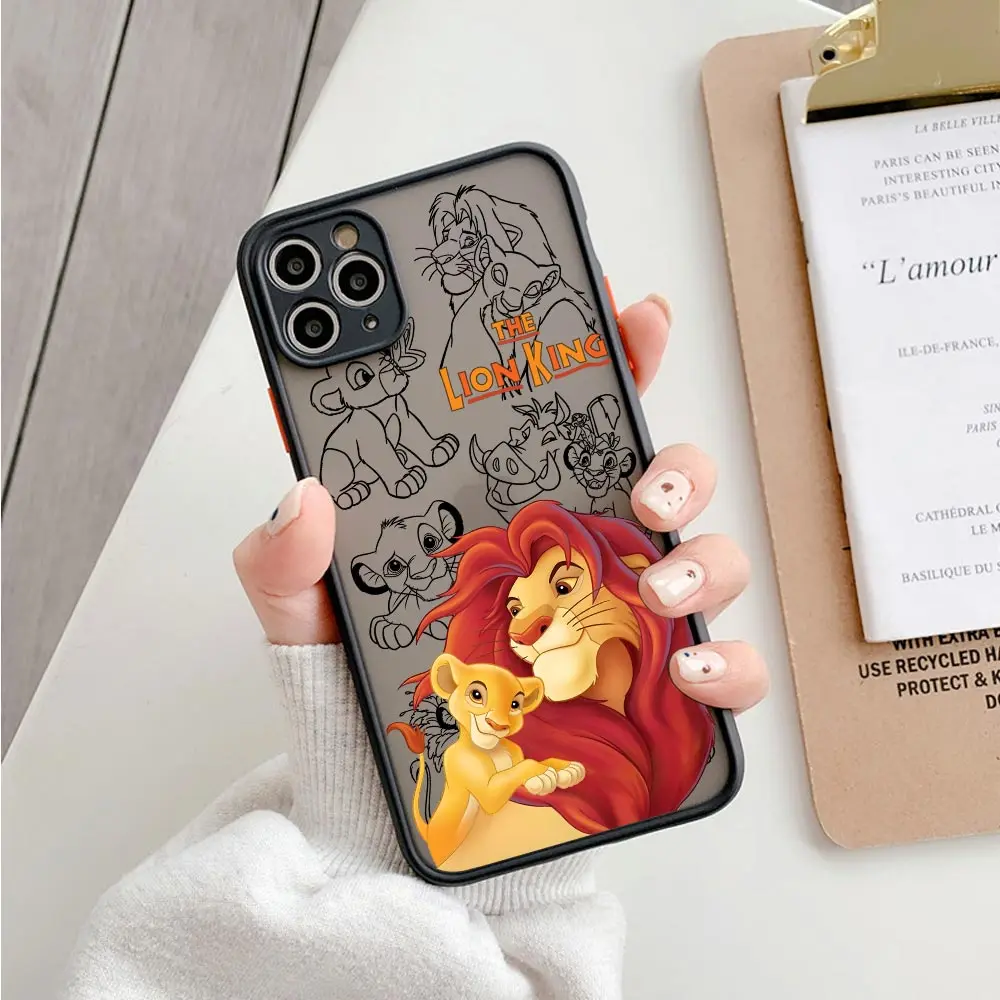 Фото Матовый полупрозрачный чехол Disney The Lion King для iPhone 17E 17 16 16E 15 14 13 12 11 Pro Max 17 Air 8 Plus XR XS, противоударный чехол №5