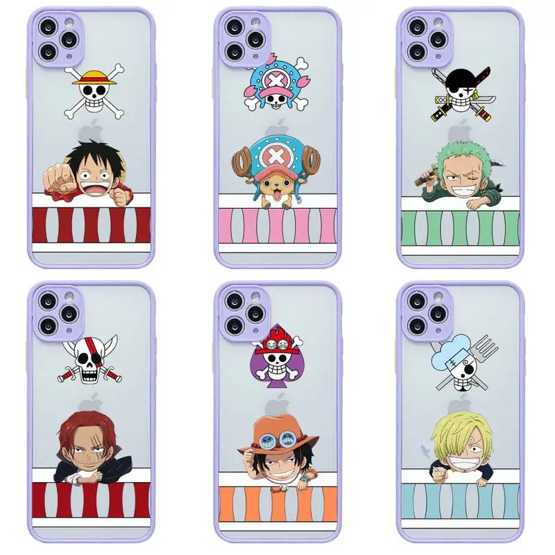 

One Piece Japan Anime Luffy Zoro Phone Case For iphone 13 12 11 Pro Max Mini XS 8 7 Plus X SE 2020 XR Light purple Cover