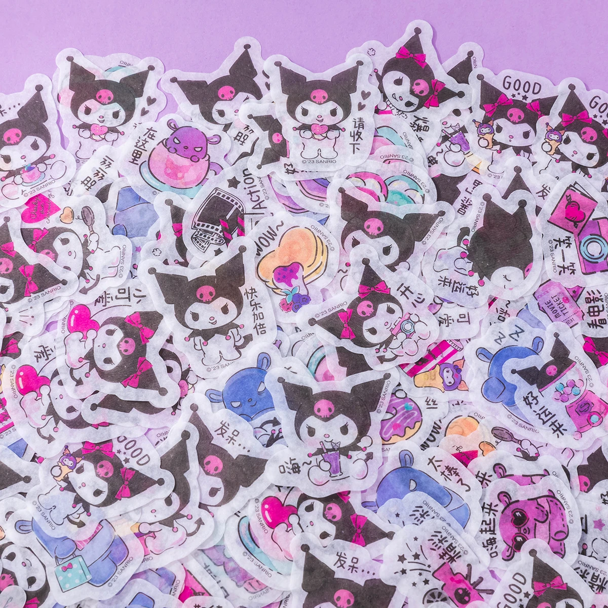 Фото Милая маленькая бумажная наклейка Kuromi, украшение «сделай сам», ярлык, наклейка, милые канцелярские принадлежности для девочек, дневник №3