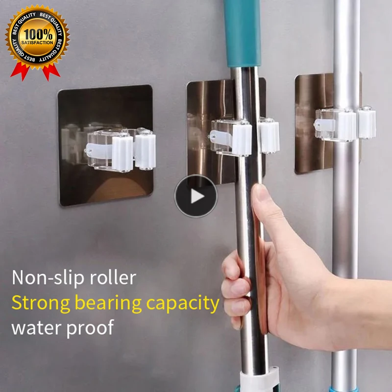 

Adhesive Multi-Purpose Hooks Wall Mounted Mop Organizer Holder RackBrush Broom Hanger Hook Kitchen bathroom Strong Hooks
