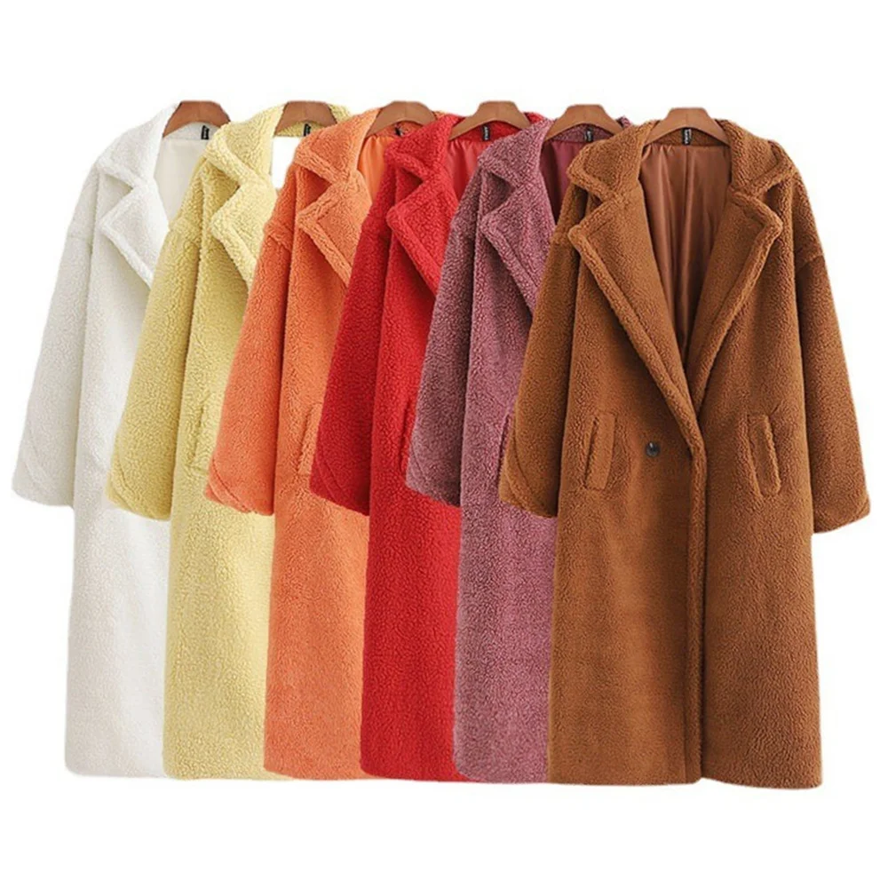 

clearance sale ! Winter Jacket Women Thick Teddy Coat Outwear long trench coats women camel OverCoat Female Jacket