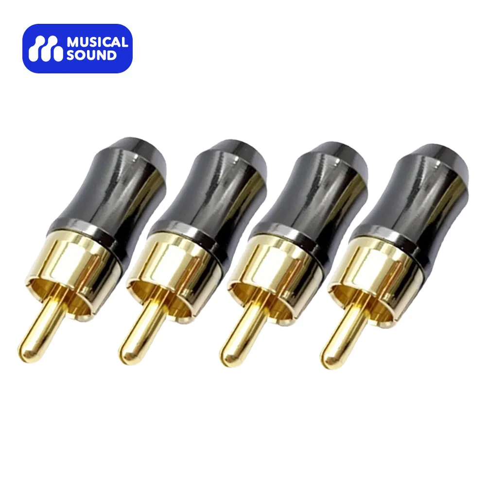 

Musical Sound RCA Male Plug Adapter Audio Phono Gold Plated Video Adapter Solder Connector 4Pcs RCA Plugs Speaker Plugs