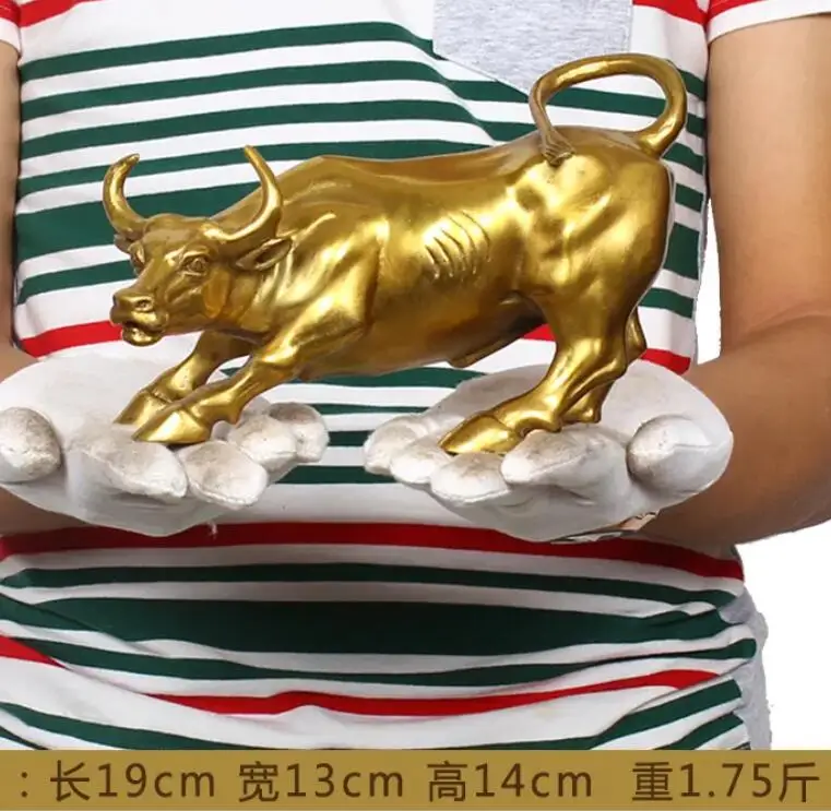 

8inch ( Length ) Big Wall Street Bronze Fierce Bull OX Statue-Brass