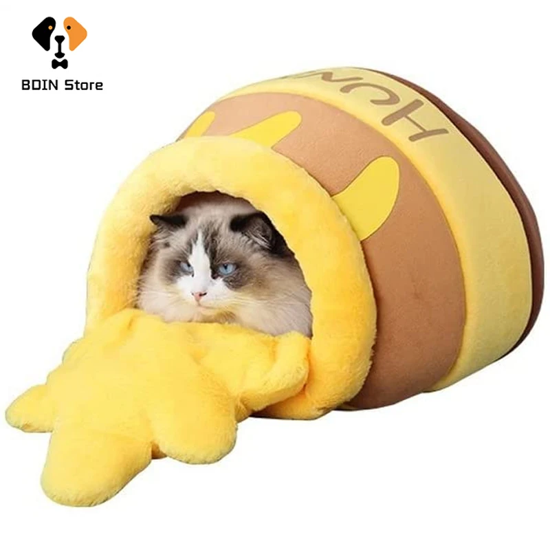Домик для кошек в форме медового горшка милая Удобная Лежанка домашних питомцев