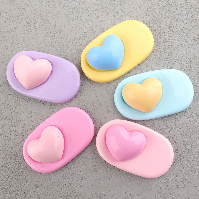 

10Pcs New Resin Cabochon Love Heart Flatback for Scrapbooking DIY Jewelry Hairpin Craft Decoration Accessories Pastel Charms