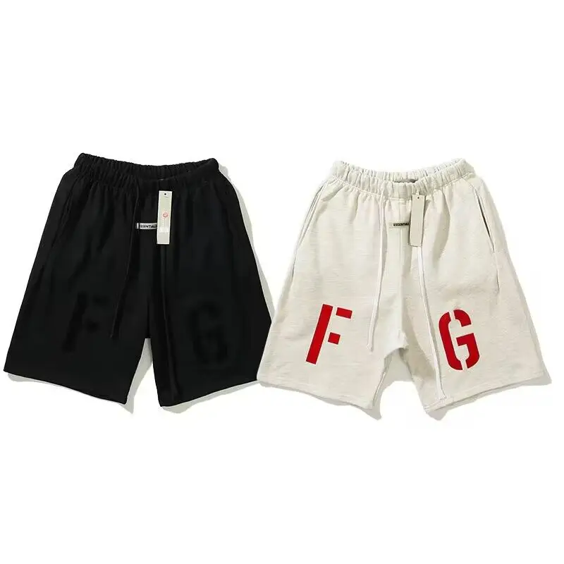 

Summer New Men's Essentials Cotton Shorts Flocking FG Logo Brand High Street Hip hop Loose Sports Casual Unisex Shorts Running