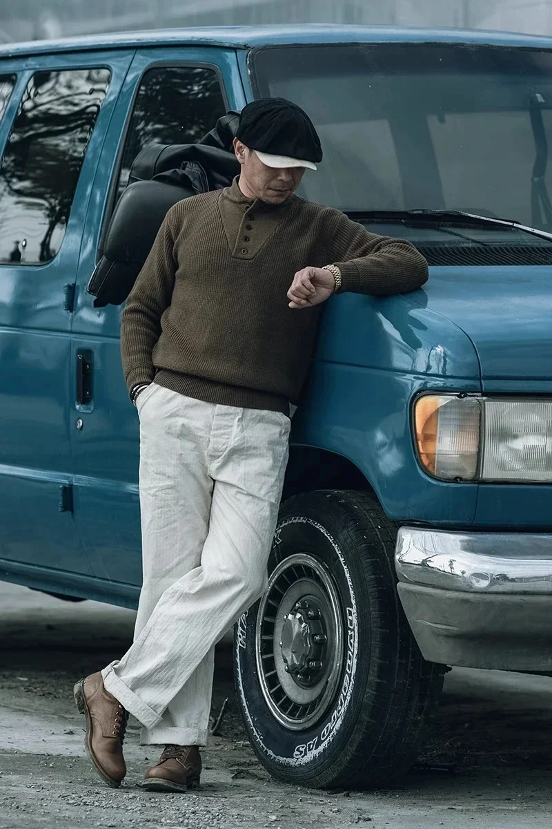 Прочный свитер Bronson с высоким воротом в винтажном стиле мужской пуловер милитари