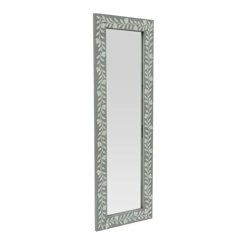 

Clopton Handcrafted Painted Full Length Standing Mirror, Gray and White
