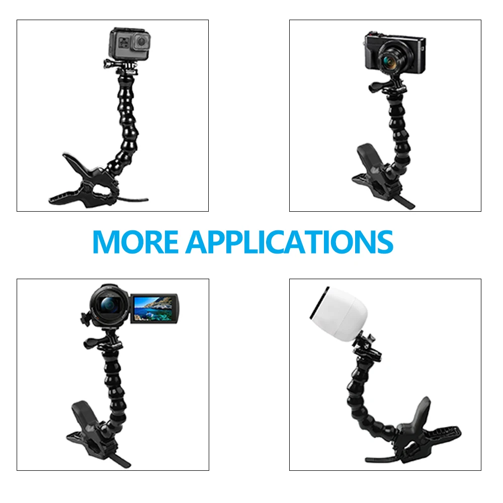 Крепление Jaws Flex Clamp на гибкой стойке для экшн-камер GoPro Hero 12 11 10 9 8 7 6 5 4 Session Insta 360 DJI