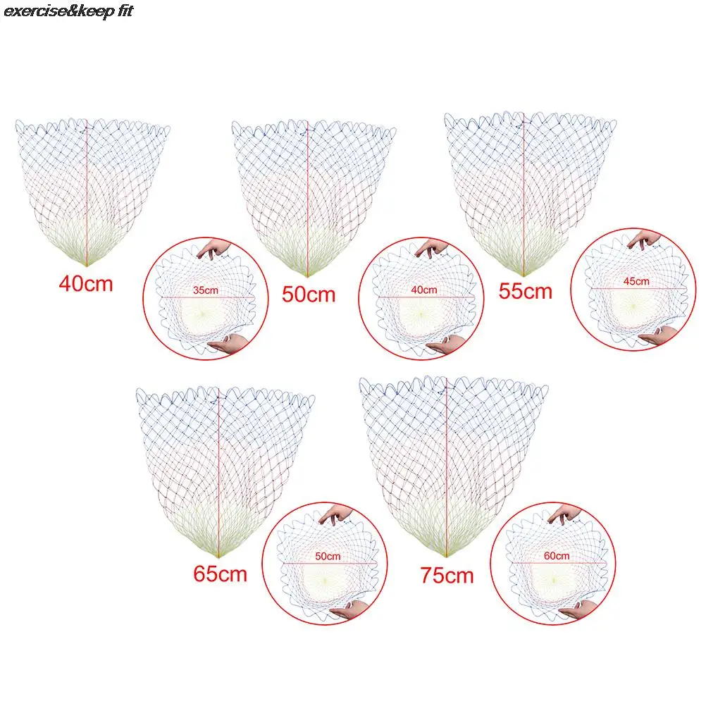 

35/40/45/50/60 cm Rhombus Mesh Hole Depth Folding Nylon Landing Dip Net Nylon Fishing Nets Collapsible Fishing Tools