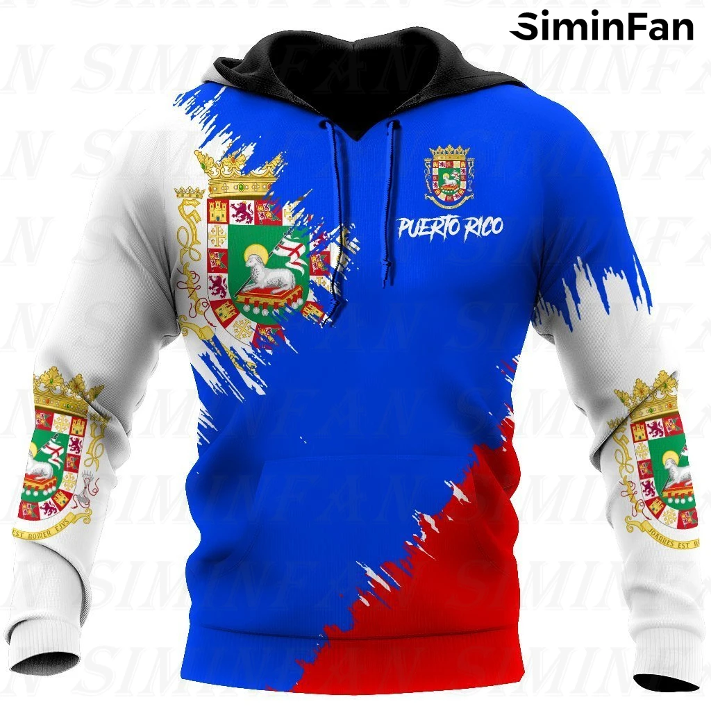 

Love Puerto Rico 3D Print Mens Hoodie Zipper Jacket Hooded Pullovers Harajuku Unisex Casual Sweatshirt Women Blue Red Tracksuit