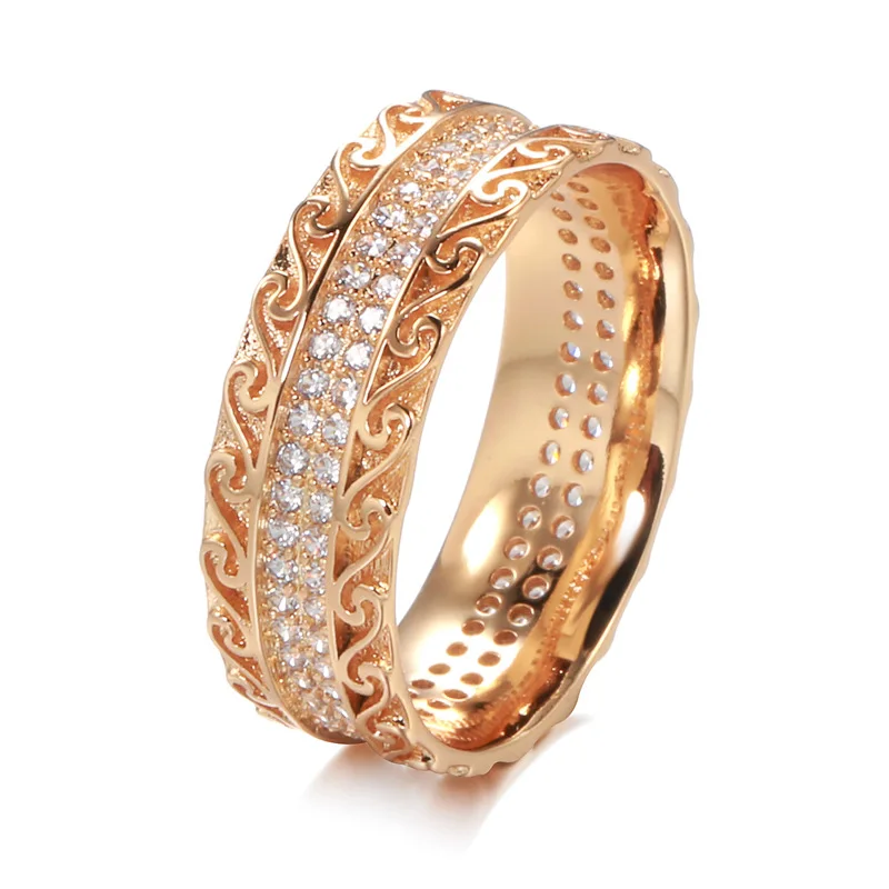 

Luxury Crystal 585 Rose Gold Women's Ring Natural Zircon Classic Vintage 2022 Trend Bohemian Fine Daily Jewelry Gifts