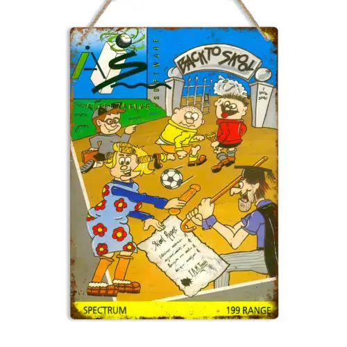 Назад в Skool ZX спектр Ретро металлическая настенная вывеска винтажная игра