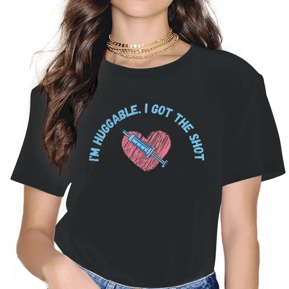

Vintage I Got the Shot T-Shirts Women Round Neck T Shirts 2021 Survived and Vaccinated Short Sleeve Tees Summer Clothing