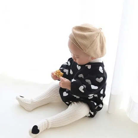 Осенне-зимние лоскутные леггинсы с милыми сердечками для маленьких девочек 2022