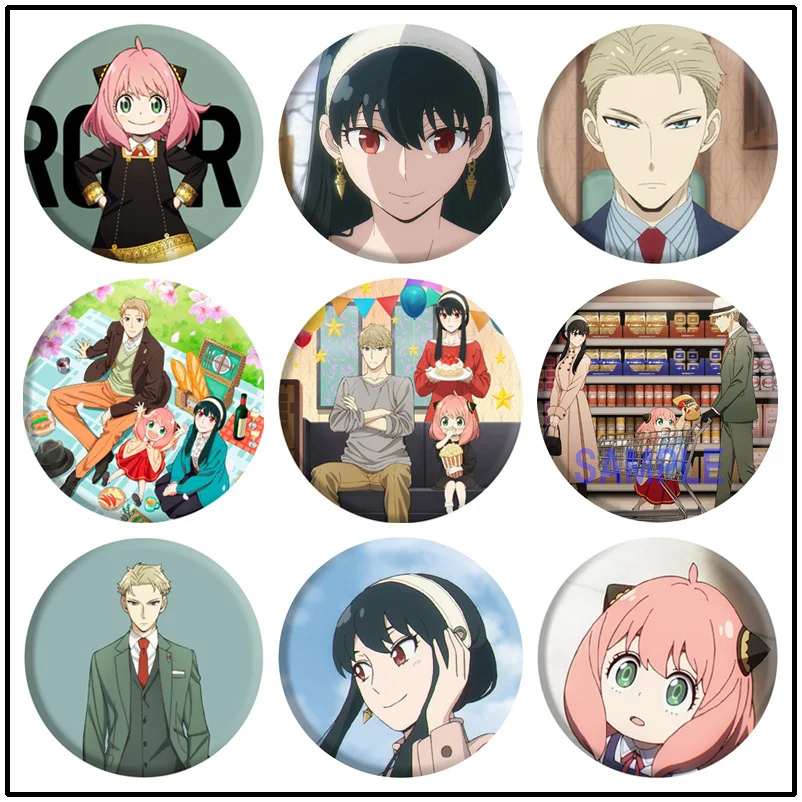 

Anime Spy Play House Fashion Tinplate Art Badge Brooch Backpack Decoration Mirror Keychain Cute Accessories Pendant Ania Gifts