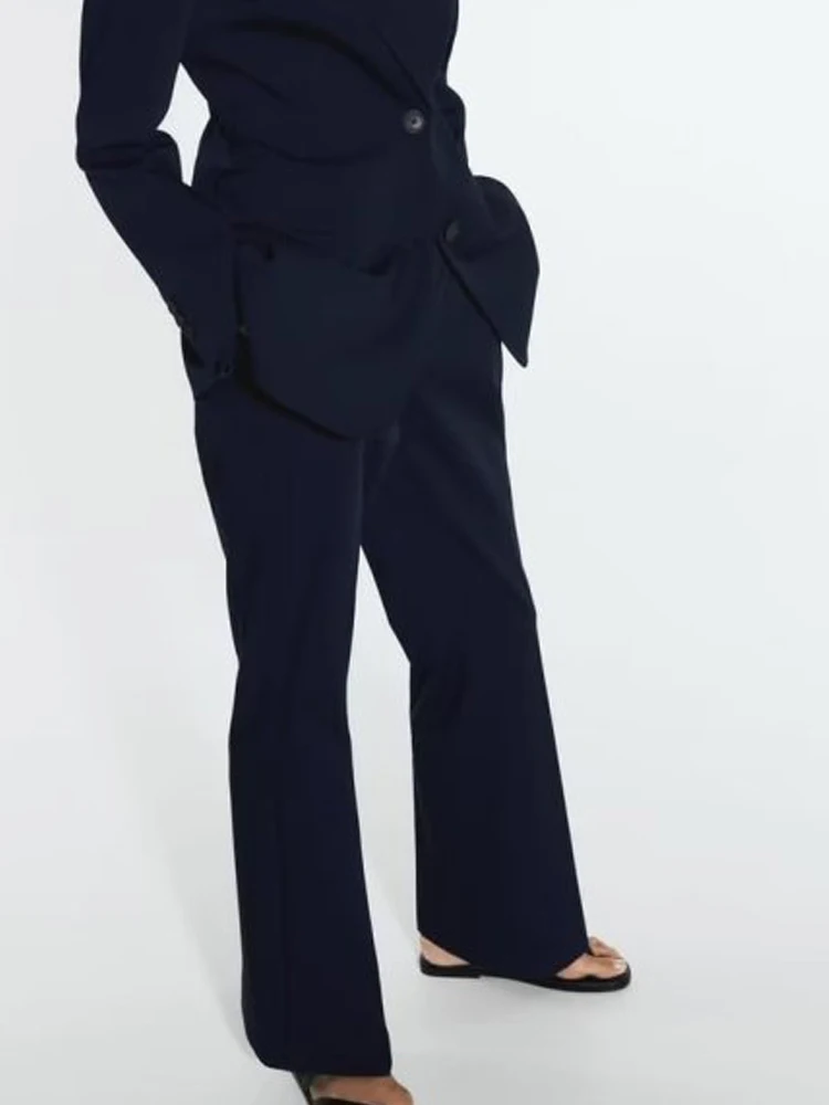 

Kumsvag 2023 Women Summer Straight Pants Fashion Solid Buttons Zipper Female Elegant Street OL Pant Trousers Clothing