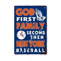 god first family second then baseball metal tin 8x12 inch vintage baseball fans gift wall decor sign for home bathroom bar pub