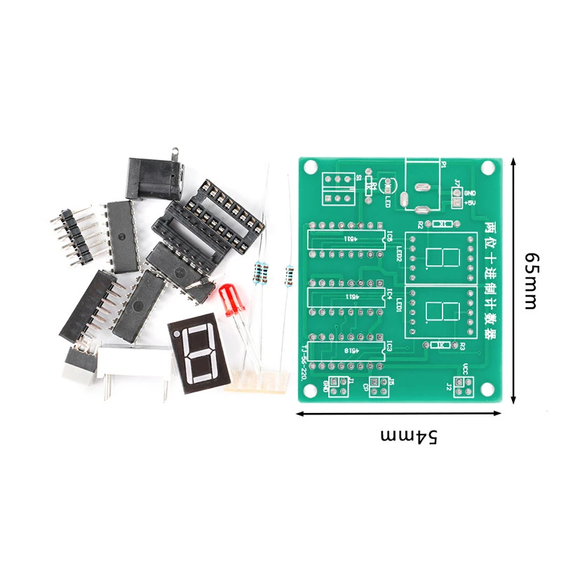 

CD4518 Kit Two Digit Bigit Decimal Counter Training Kit Nixie tube 5V DIY Counters Parts Project Teaching Suit