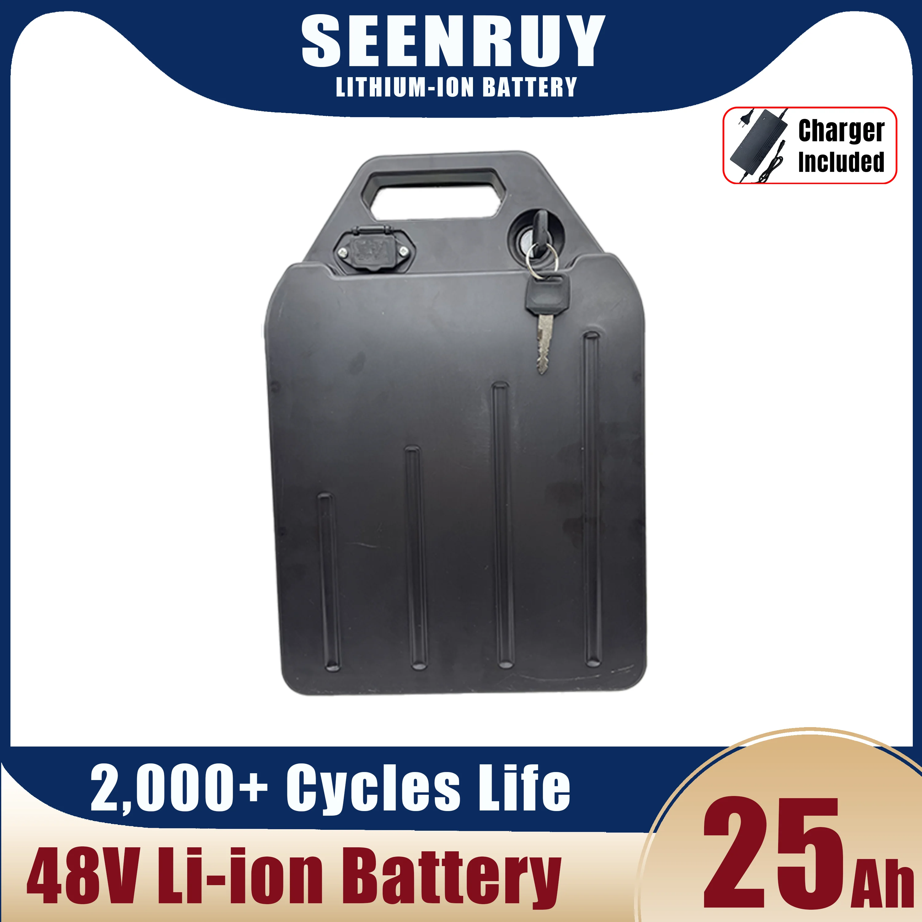 

Seenruy 48V 25AH Li-ion Built-in BMS for Two Wheel Foldable Electric Wheelchair Motorcycle Bike Harley Lithium Polymer Battery