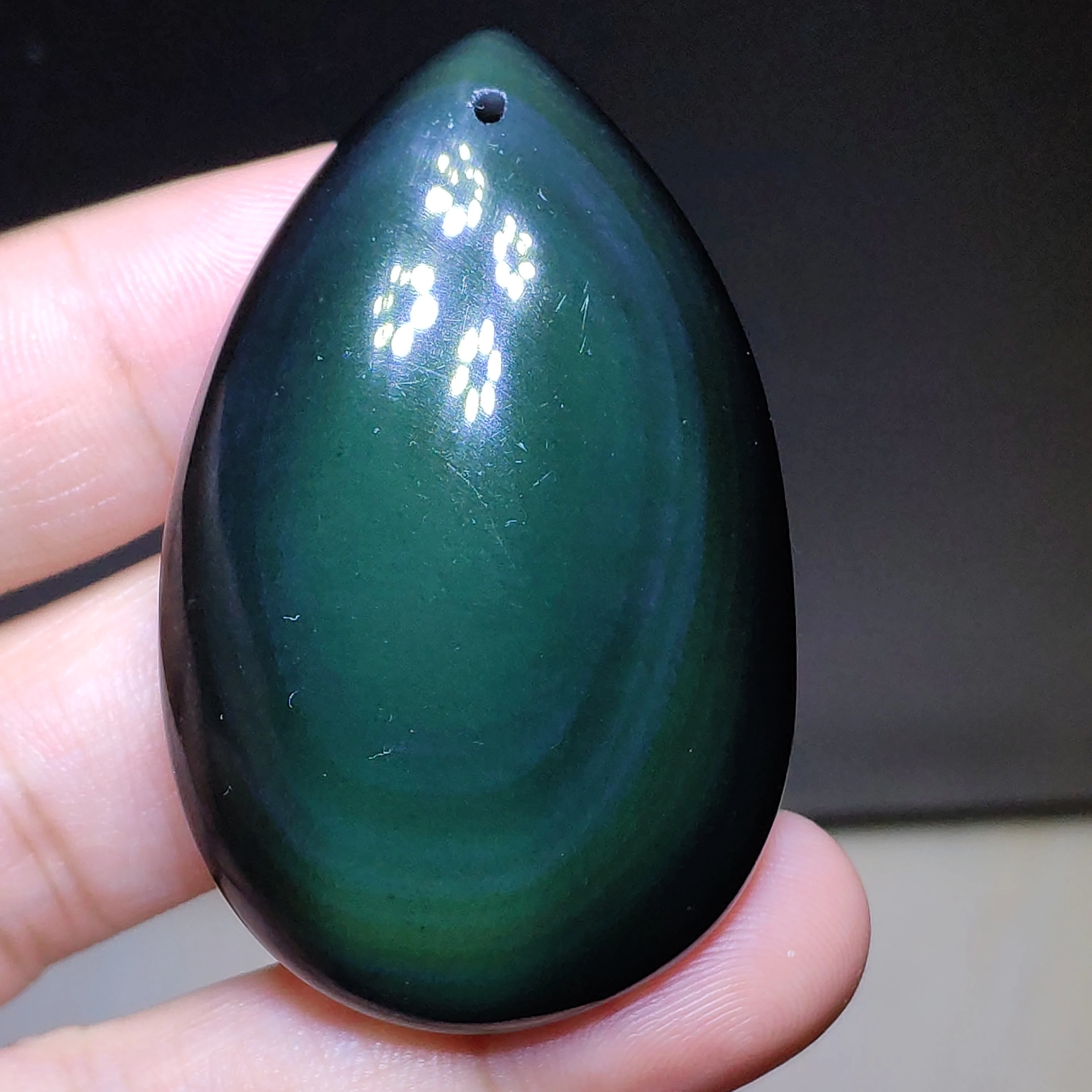 Подвеска в виде капли воды из натурального черного обсидиана большой размер