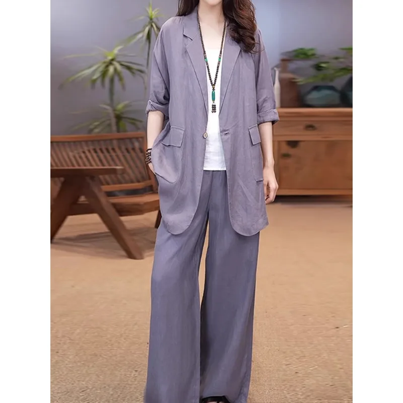 Женский Повседневный блейзер из хлопка и льна SuperAen весенне-летние свободные