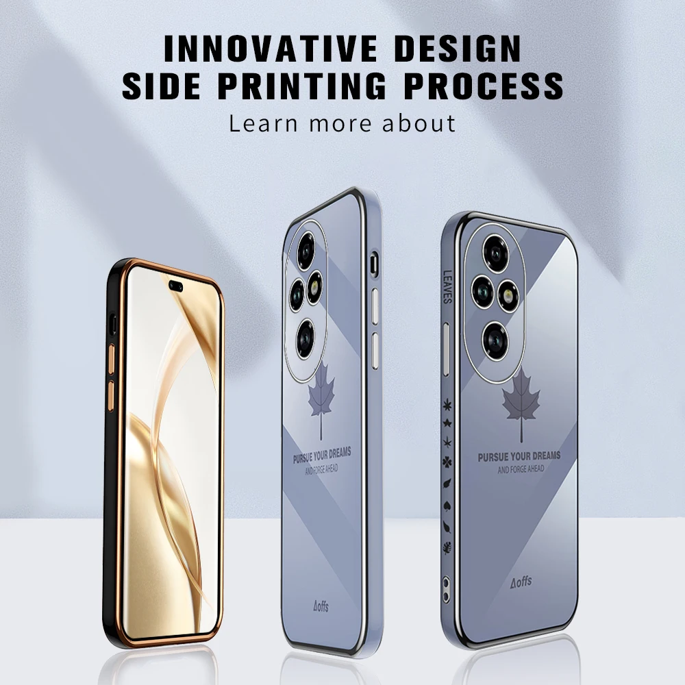 Чехол для телефона с рисунком кленового листа и ремешком Honor 200 Pro