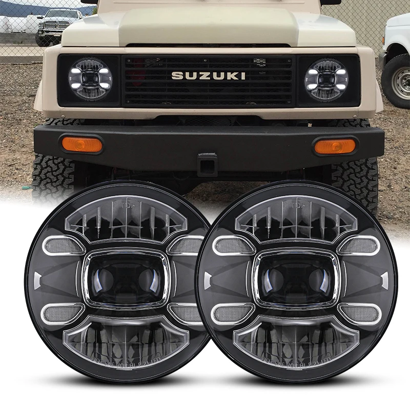 

Car Accessories Black 7Inch Headlight for Nissan Patrol Y60 Hummer H1&H2 Lada 4X4 7" LED Headlamp DRL For Jeep Wrangler TJ JK LJ