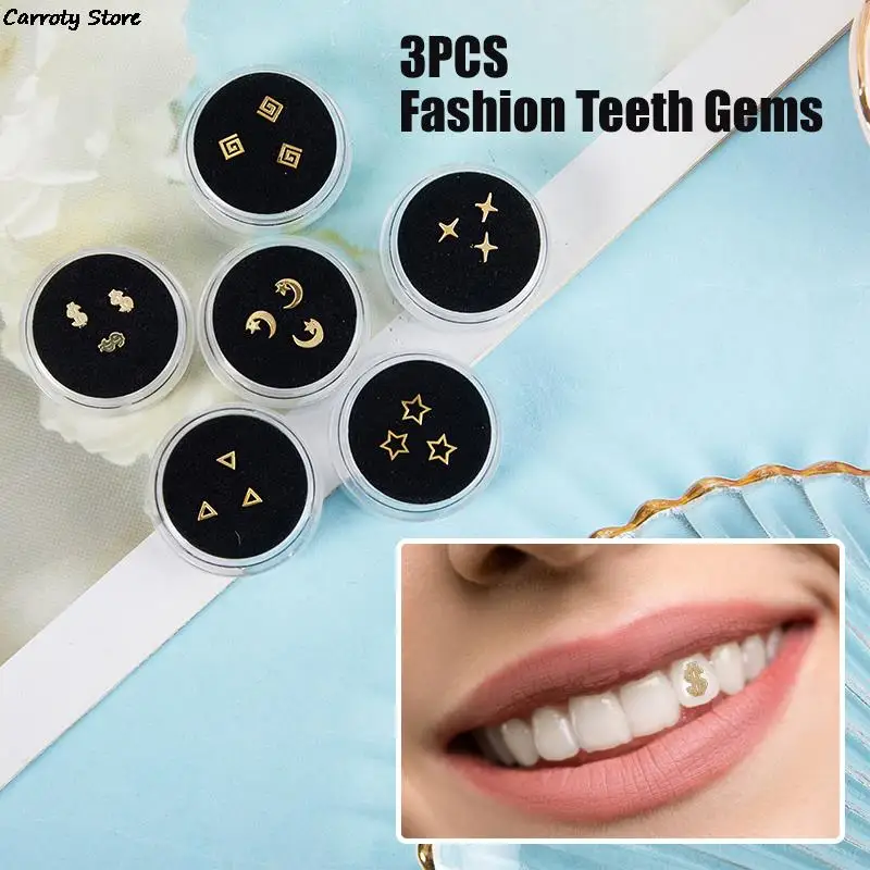 

3Pcs Fashion Teeth Gems Tooth Jewelry Ornaments with Box Beauty Diamond Dental Crystal Teeth Gems Jewelry