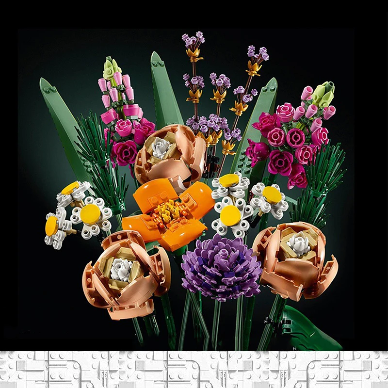 

Lovely Color Flower Building Block Bouquet Model Brick Romantic DIY Home Bonsai Decoration Girl Gift Toy
