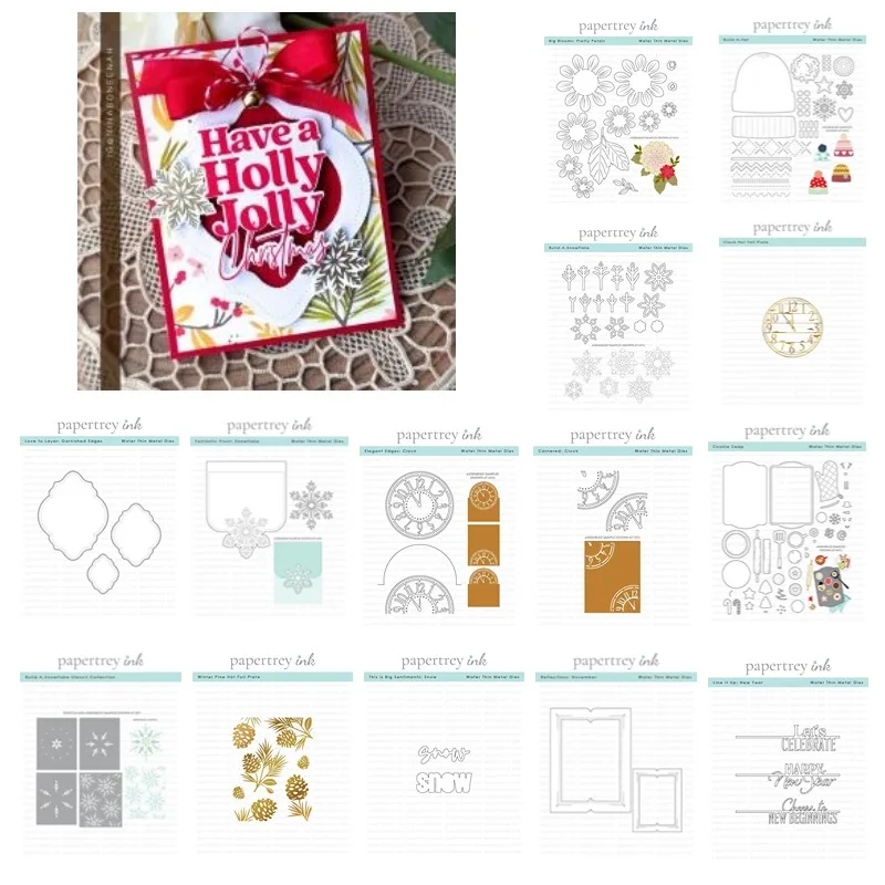 Snow Hat Flowers Metal Cutting Christmas Dies Silicone Stamps Scrapbooking Stencil Photo Album Card DIY Paper Embossing Craft