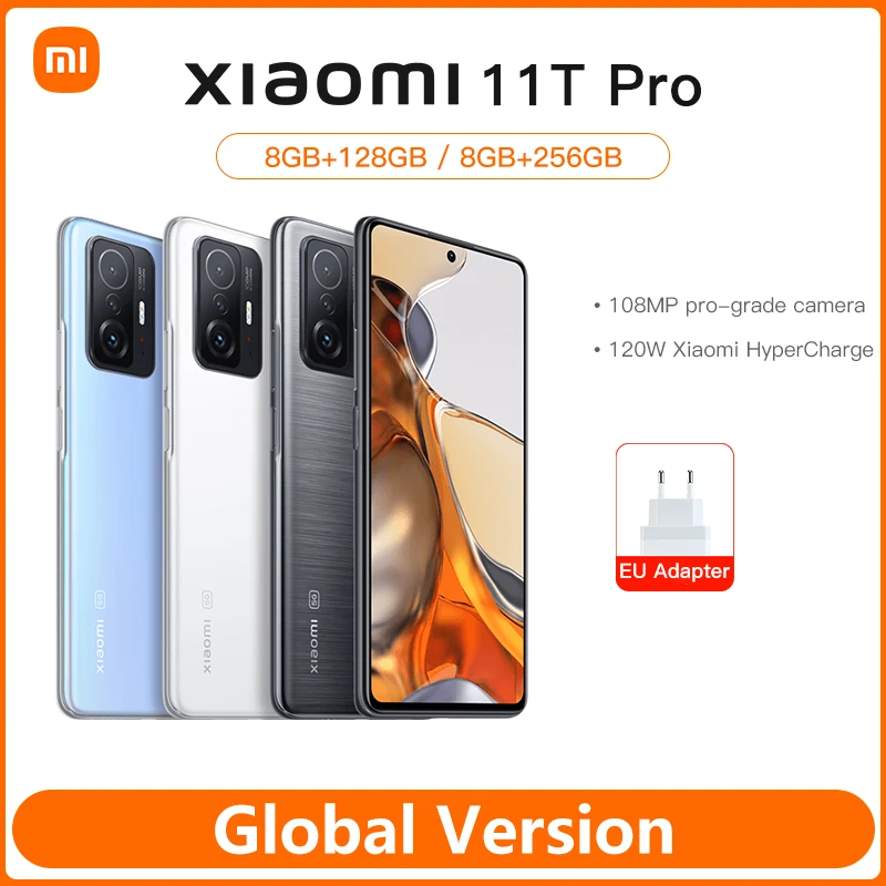 

Global Version Xiaomi 11T Pro Smartphone 128G/256G Flagship Snapdragon 888 Octa Core 108MP Camera 120Hz AMOLED 120W HyperCharge