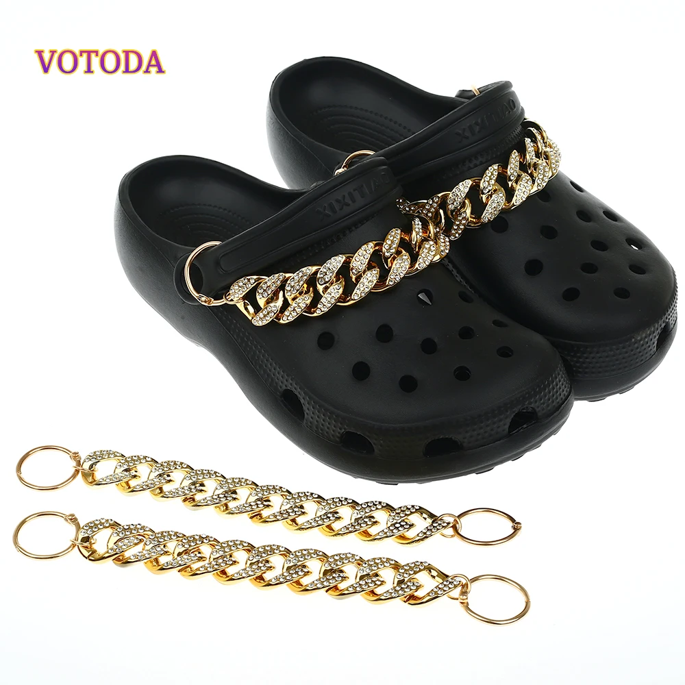 

2pcs Croc Chain Charms Shoes Chain Gold Silver Bling Chains Accessories For Croc Clogs Chain DIY Shoe Decorations