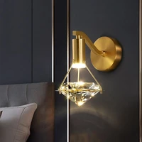 copper crystal wall lamp modern luxury designer creative bedroom headboard living room aisle lamp led lighting