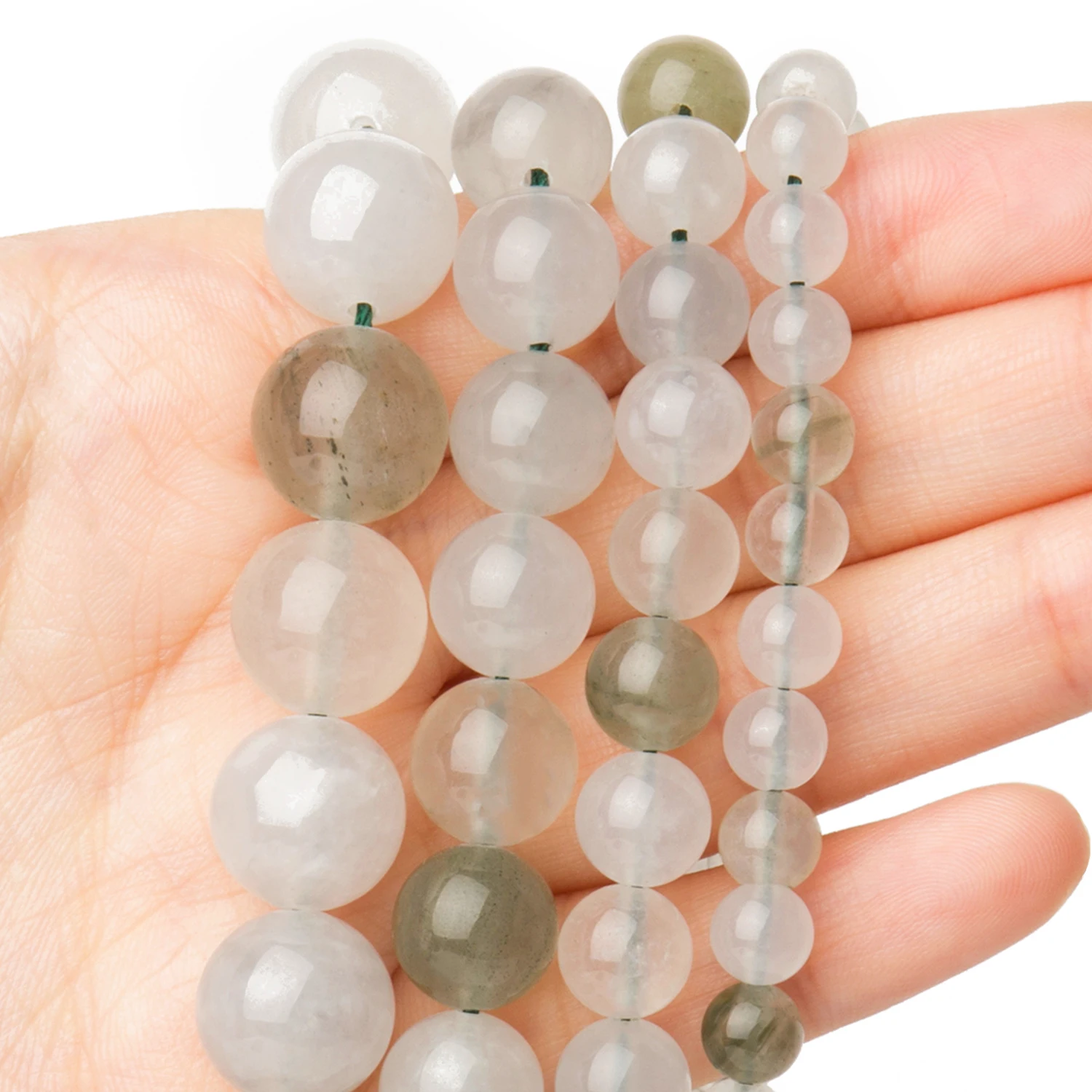 

6/8/10/12mm AAA Chalcedony Bead Natural Stone Emerald Clear Round Smooth Loose Beads for Jewelry Making Handmade Bracelets 15''