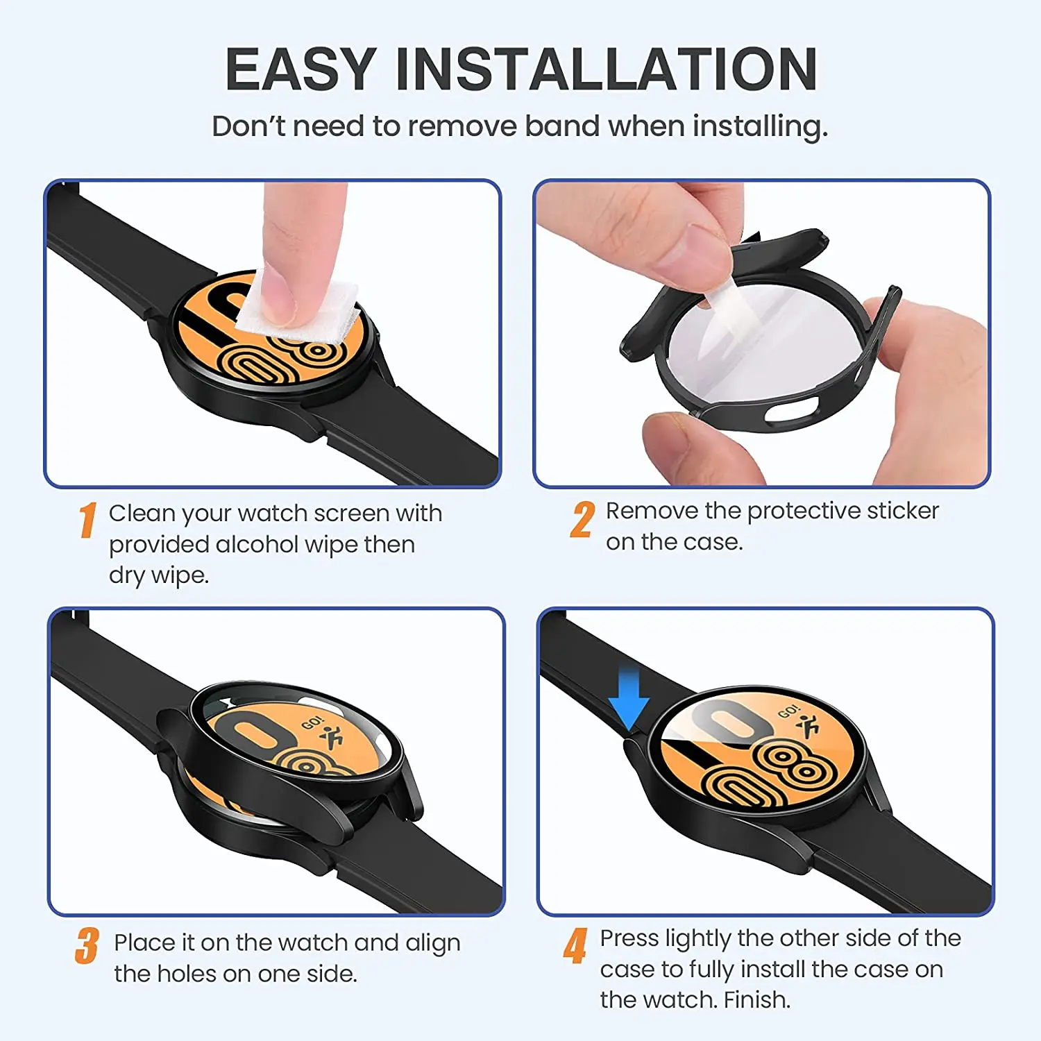 Glass+Matte Watch Cover for Samsung Galaxy Watch 4 Case 44mm 40mm,All Around Coverage Protective Bumpers for Galaxy Watch 4