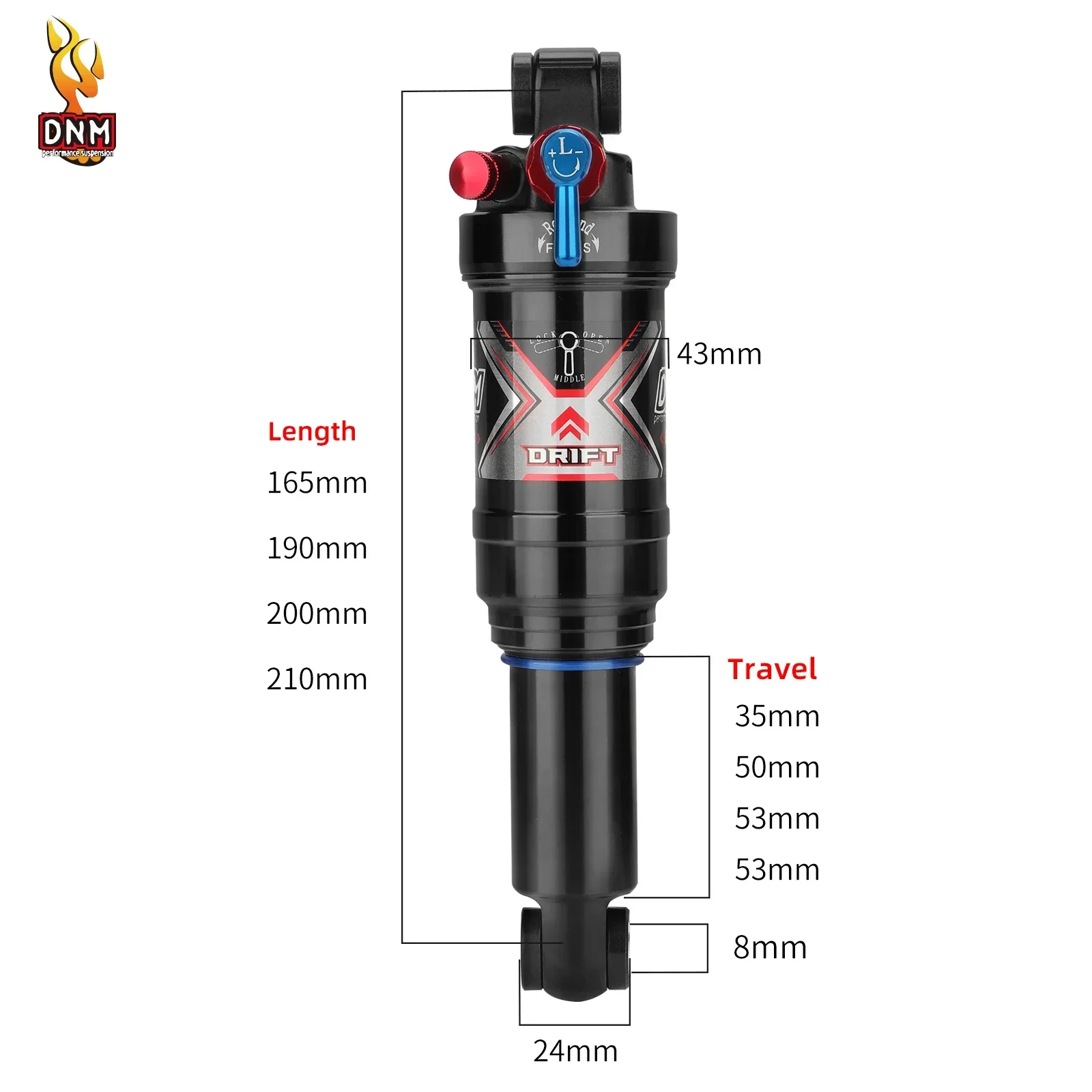 DNM AO8RC 165/190/200/210 мм велосипедный воздушный амортизатор с мягким хвостом для
