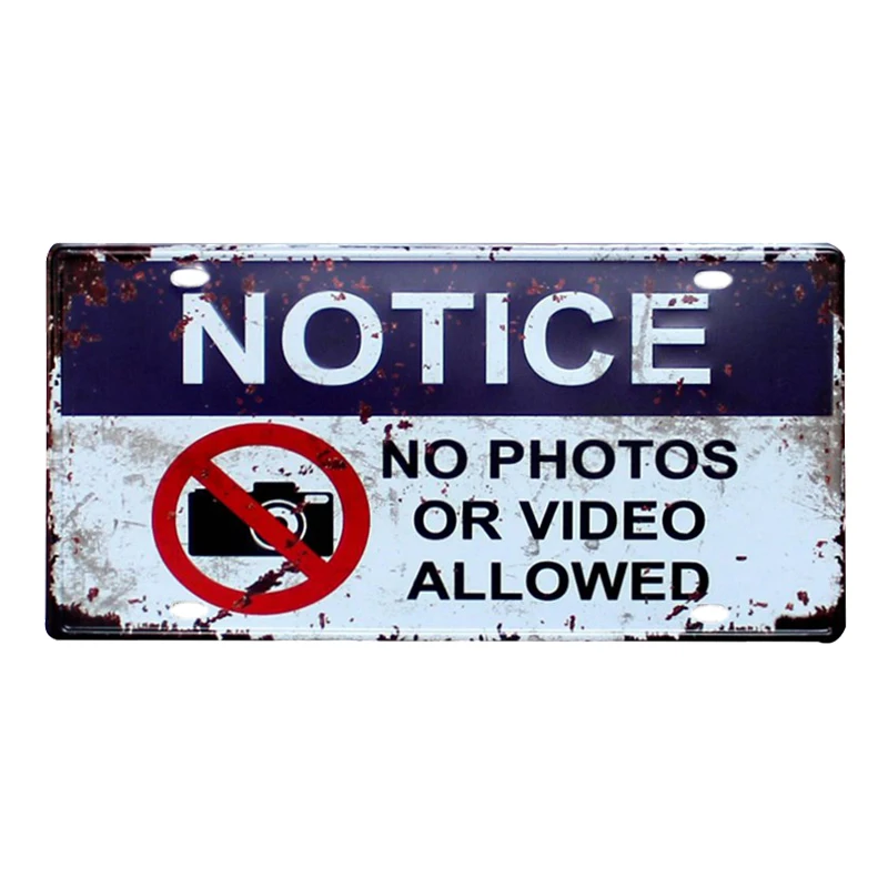 

Car License Plate Signs Shabby Vintage Warning Metal Tin Sign Bar Cafe Garage Decorative Plaques Art Crafts Iron Painting Decor