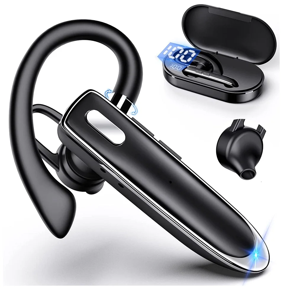 

Bluetooth Wireless Headset with Mic for Phones Earpiece Hands-Free CVC 8.0 Noise Cancelling 10Hrs Talktime Single Ear Earphone