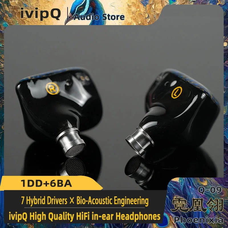 Фото ivipQ-Q09 Phoenixia Sound Balance in Ear HiFi наушники 1DD + 6BA динамический чрезвычайно музыкальный IEMs 4,4 мм 2-контактный кабель, для музыкантов №4