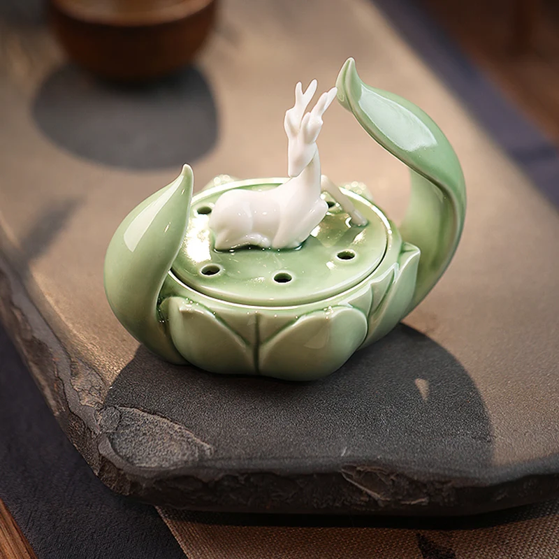 

Ceramic Lotus Incense Burner Backflow Aesthetic Cute Scentsy Fountain Creative Flower Office Bruleur Fondant Ramadan Decoration